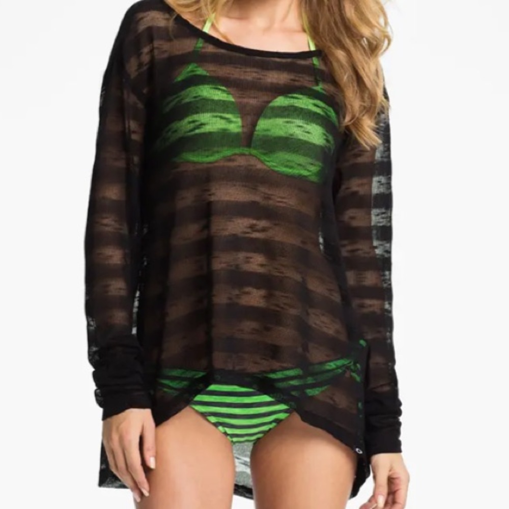 Oakley Black Tech Mesh Tunic Cover Up